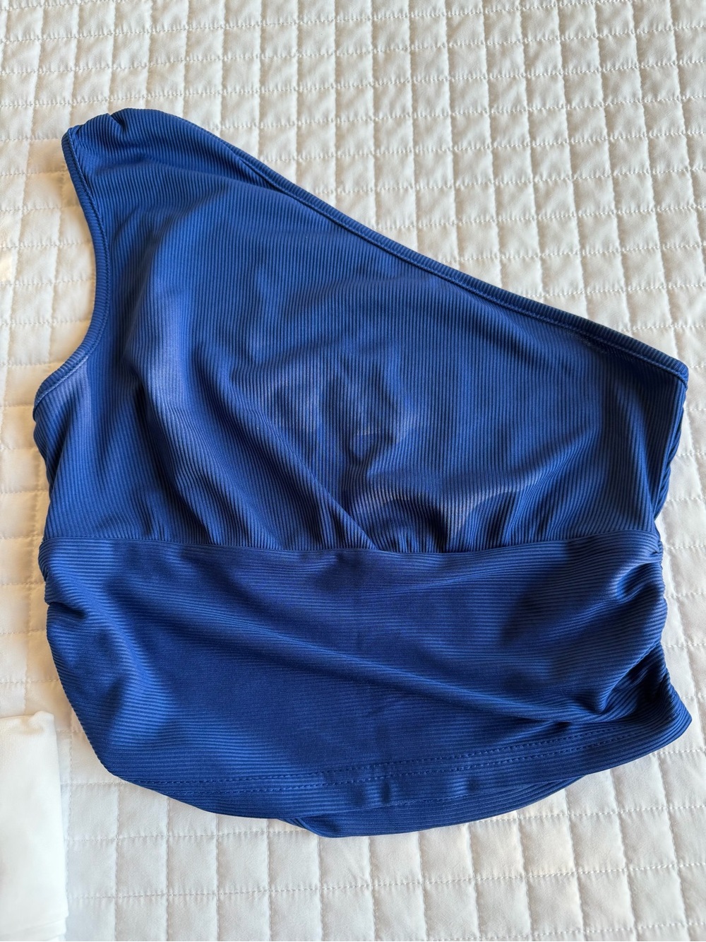 SHEIN One-Shoulder Ribbed Crop Top - Royal Blue